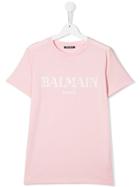 Balmain Kids Teen Logo Print T-shirt - Pink