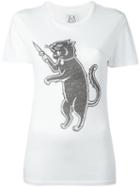 Zoe Karssen Cat Print T-shirt, Women's, Size: Small, White, Cotton/modal