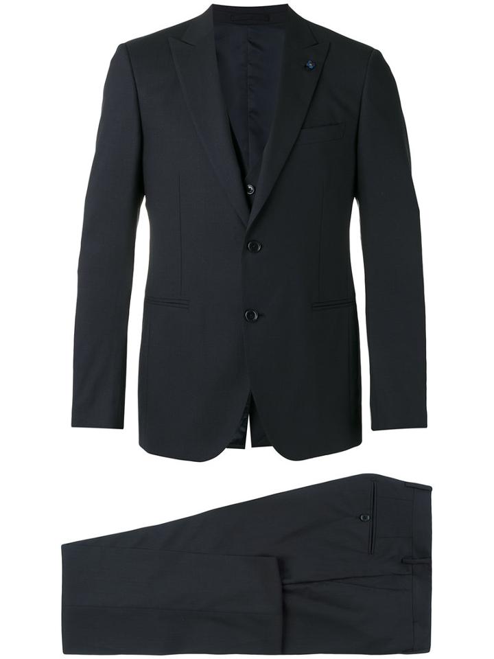 Lardini Three-piece Suit, Men's, Size: 54, Blue, Wool/viscose/cupro
