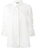 Max Mara Lace-up Three-quarter Sleeves Shirt, Women's, Size: 46, White, Cotton