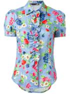 Floral Print Shirt - Women - Cotton - 42, Blue, Cotton, Love Moschino