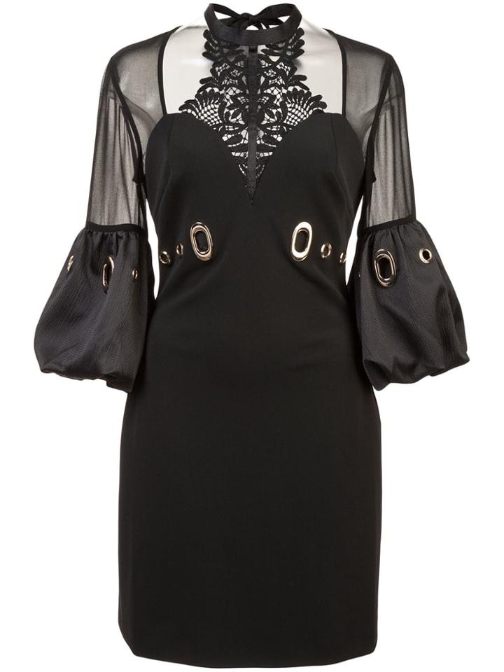 Self-portrait Lace Detail Fitted Dress - Black