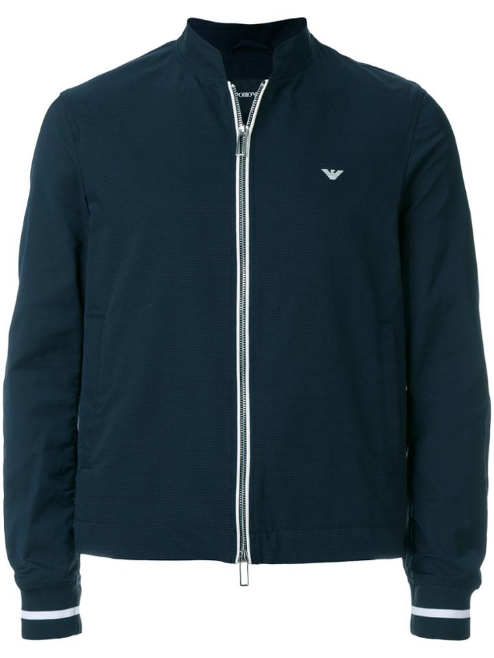 Emporio Armani Contrast-trim Bomber Jacket - Blue