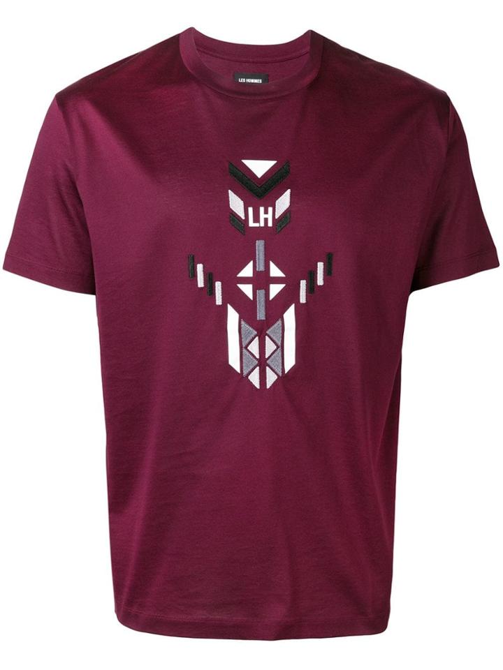 Les Hommes Embroidered Ganado Pattern T-shirt - Purple
