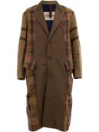 Ziggy Chen Check Panel Coat - Brown