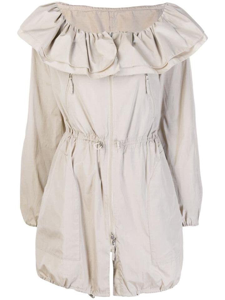 Giorgio Armani Pre-owned 2000's Ruffled Drawstring Coat - Neutrals