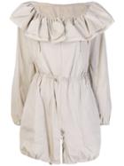 Giorgio Armani Pre-owned 2000's Ruffled Drawstring Coat - Neutrals
