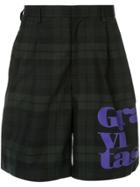 Kolor Plaid Tailored Shorts - Green