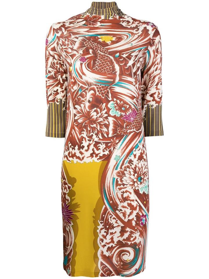 Kenzo Vintage High Neck Dress - Brown
