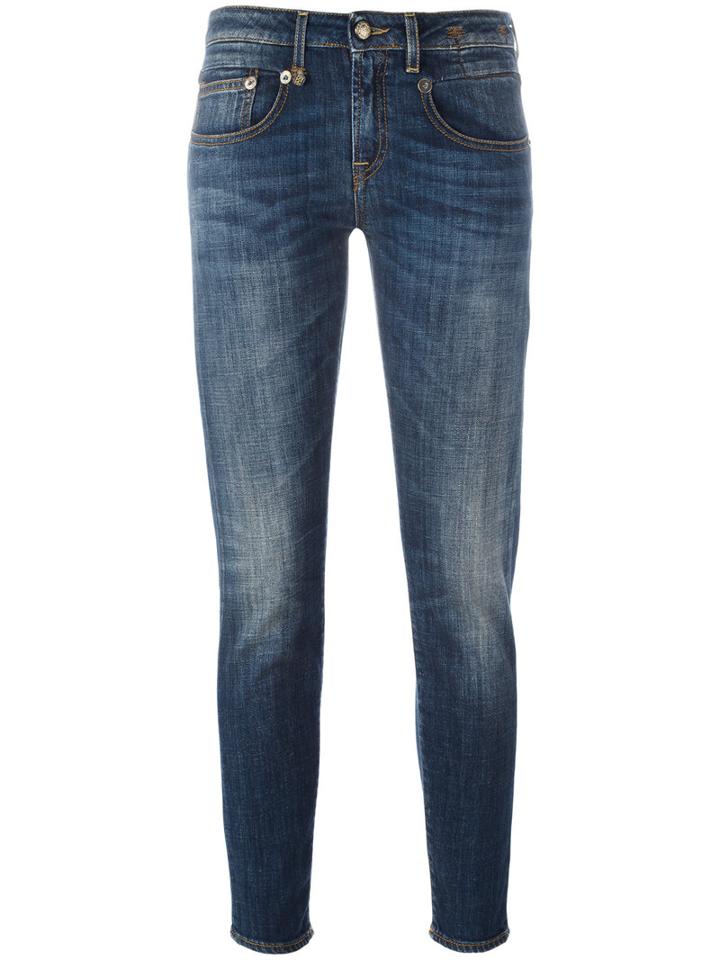 R13 Bootcut Cropped Jeans, Women's, Size: 29, Blue, Cotton/spandex/elastane