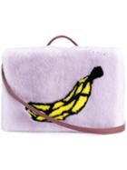 Natasha Zinko Mink Banana Shoulder Bag, Women's, Pink/purple, Mink Fur/leather