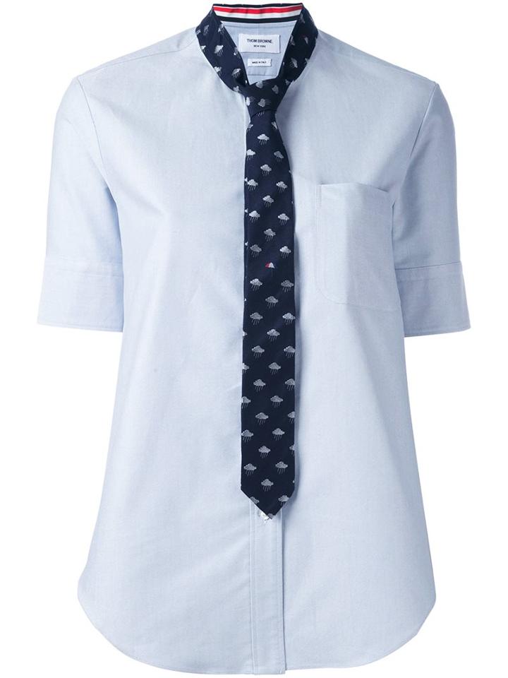 Thom Browne Neck Tie Shirt With Rain Clouds & Umbrella
