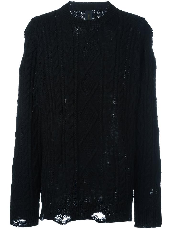Mihara Yasuhiro Distressed Cable Knit Jumper