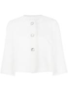 Ermanno Scervino Three-quarters Sleeve Boxy Jacket, Women's, Size: 42, White, Cotton/polyester