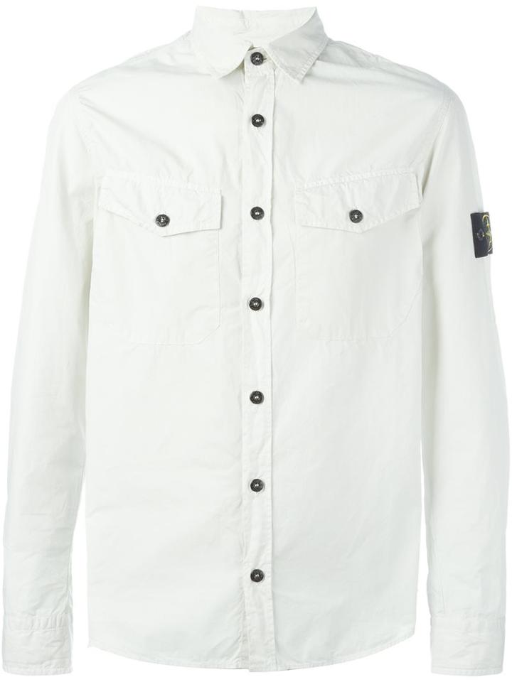 Stone Island Flap Chest Pockets Shirt, Men's, Size: Medium, Nude/neutrals, Cotton