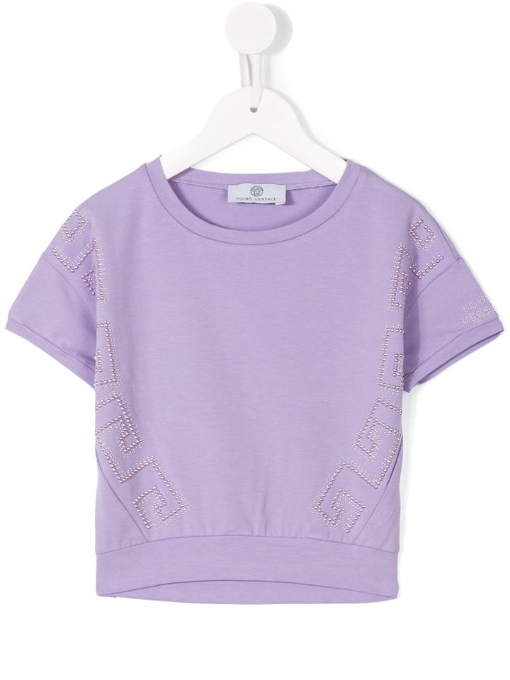 Young Versace Embellished T-shirt, Girl's, Size: 8 Yrs, Pink/purple