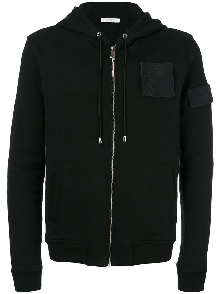 Versace Collection - Medusa Patch Zipped Hoodie - Men - Cotton - S, Black, Cotton