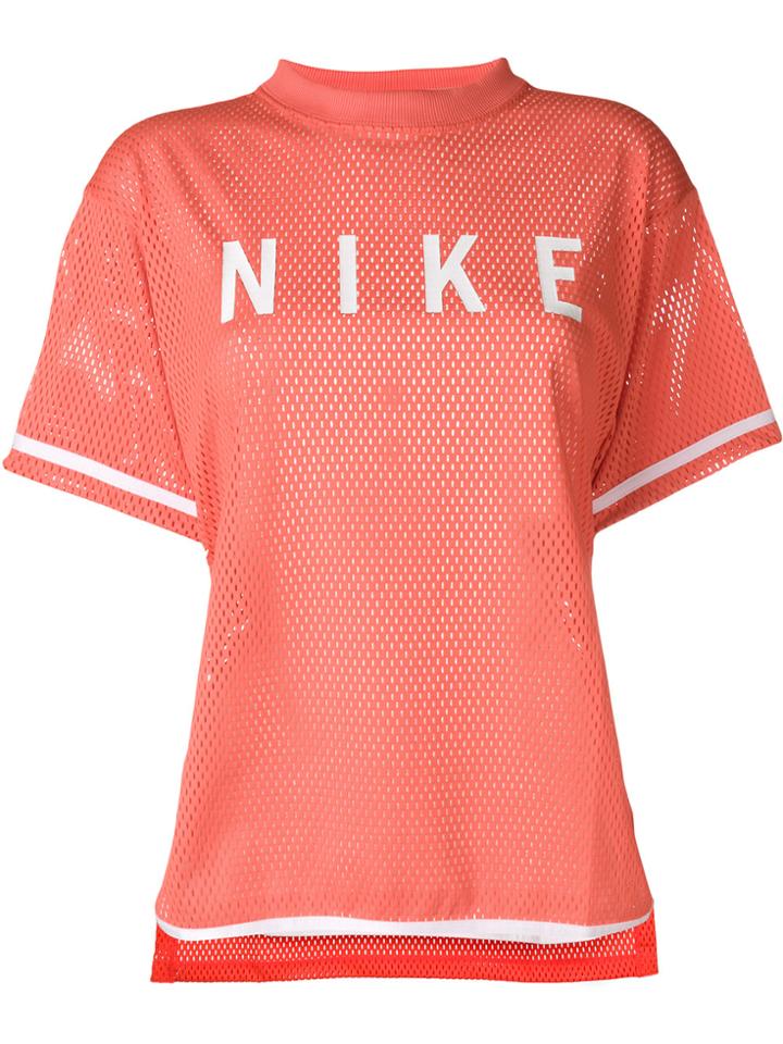 Nike Striped Short Sleeve Mesh T-shirt - Yellow & Orange