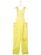 Msgm Kids Teen Distressed Dungarees - Yellow