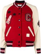 Coach Varsity Bomber Jacket, Women's, Size: 6, Red, Goat Skin/polyamide/polyester/wool