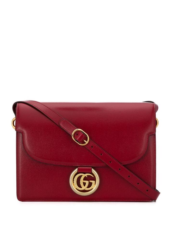 Gucci Logo Plaque Shoulder Bag - Red