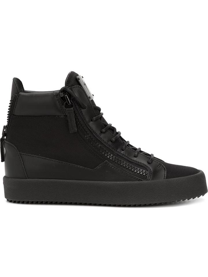 Giuseppe Zanotti Design Kriss Hi-top Sneakers, Men's, Size: 8, Black, Leather/other Fibers