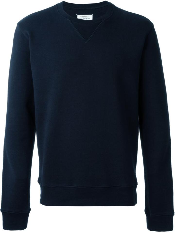 Maison Margiela Crew Neck Sweatshirt, Men's, Size: 46, Blue, Cotton/leather