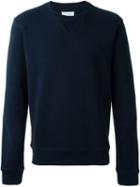 Maison Margiela Crew Neck Sweatshirt, Men's, Size: 46, Blue, Cotton/leather