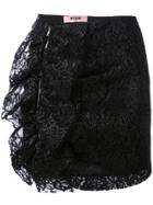 Msgm Lace Ruffle Skirt - Black