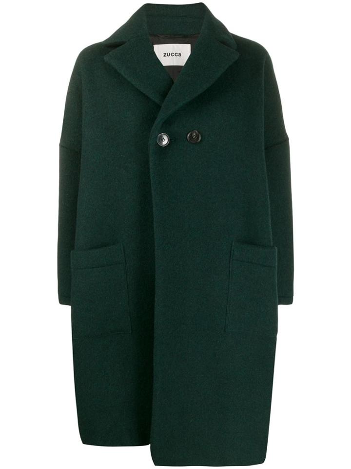 Zucca Asymmetric Midi Coat - Green