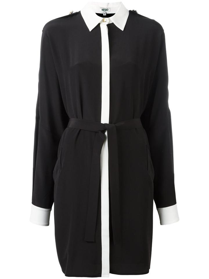 Kenzo Oversized Shirt Dress, Women's, Size: 34, Black, Silk