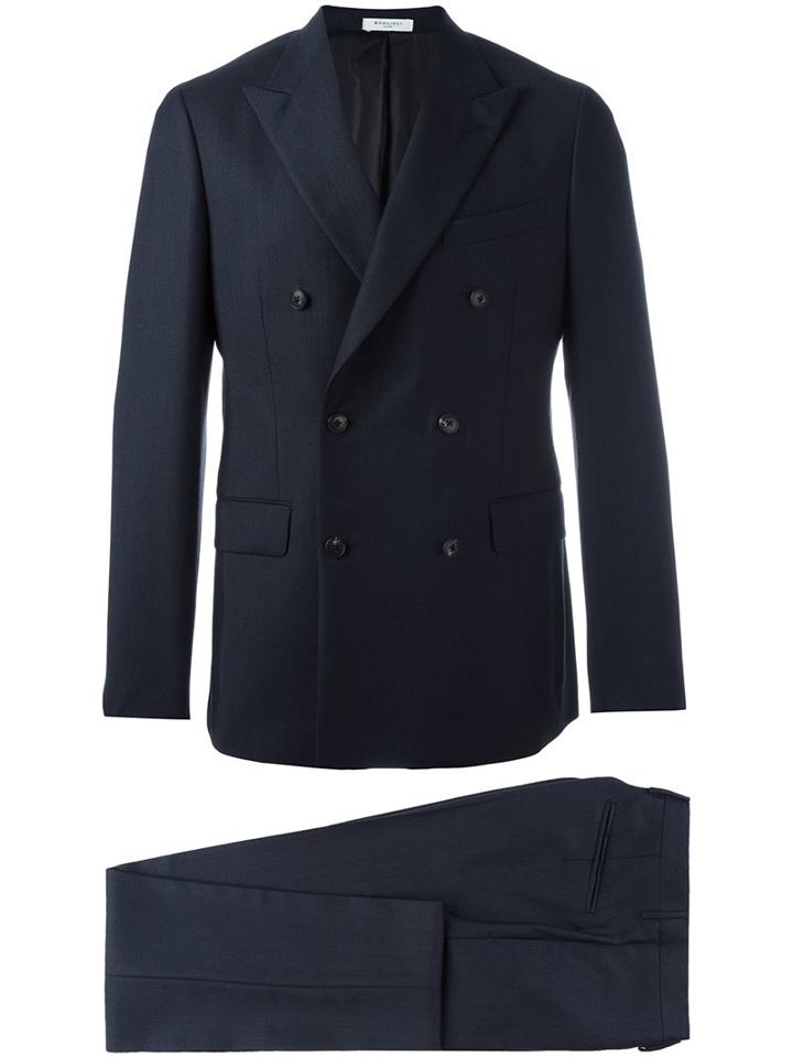 Boglioli Double Breasted Blazer, Men's, Size: 52, Blue, Acetate/cupro/virgin Wool