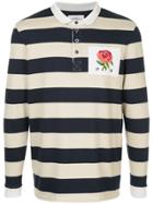 Kent & Curwen Striped Rose Patch Polo Top - Blue