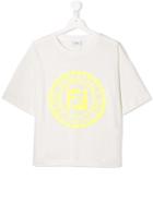 Fendi Kids Round Neck Logo Print T-shirt - White