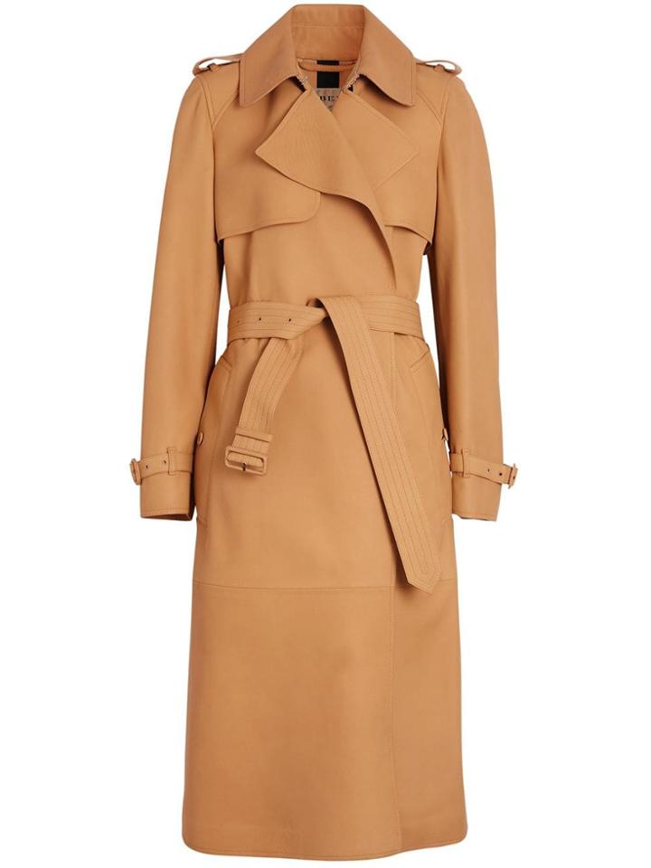 Burberry Lambskin Wrap Trench Coat - Brown