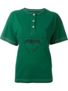 Krizia Vintage Jaguar Print Henley T-shirt