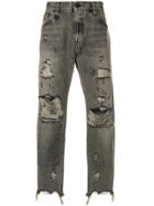 R13 Distressed Patch Jeans - Grey