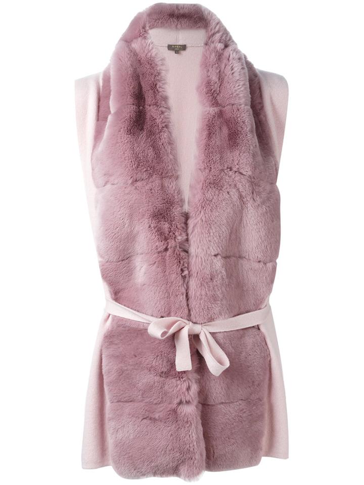 N.peal Furry Detail Cardi-coat, Women's, Size: Small, Pink/purple, Cashmere/rabbit Fur