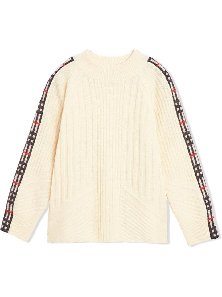 Burberry Kids Teen Check Detail Sweater - Neutrals
