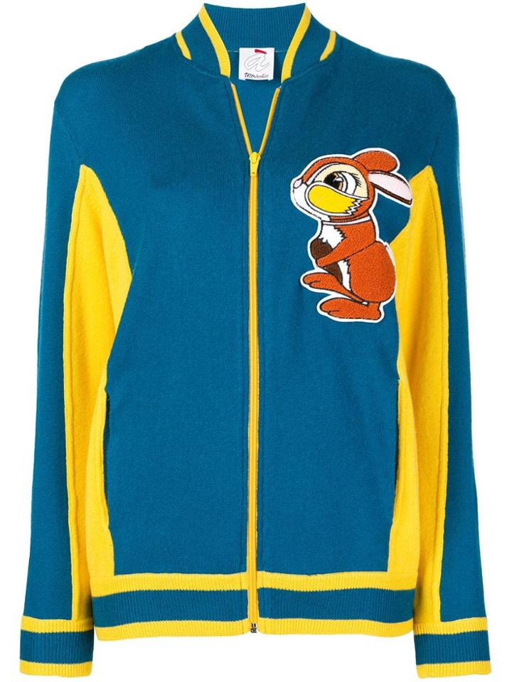 Ultràchic Rabbit Patch Zipped Cardigan - Blue