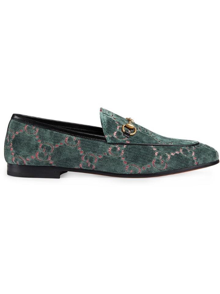 Gucci Blue Jordaan Gg Velvet Loafers