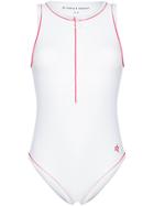 Perfect Moment Front Zipped Swim Suit - White