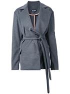 Dalood Side Pockets Belted Coat, Women's, Size: 36, Grey, Cotton/wool
