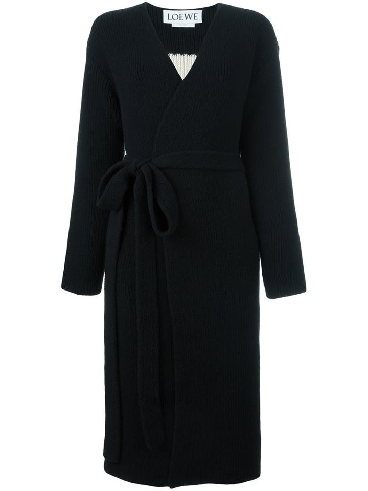 Loewe Belted Cardigan, Women's, Size: Small, Black, Virgin Wool