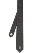 Burberry Slim Cut Monogram Motif Silk Twill Tie - Black