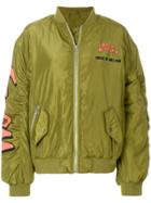 House Of Holland Logo Print Bomber Jacket - Green