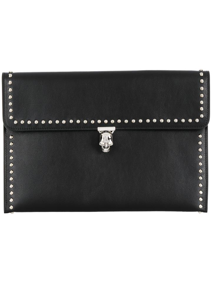 Alexander Mcqueen Studded Skull Clutch Bag - Black