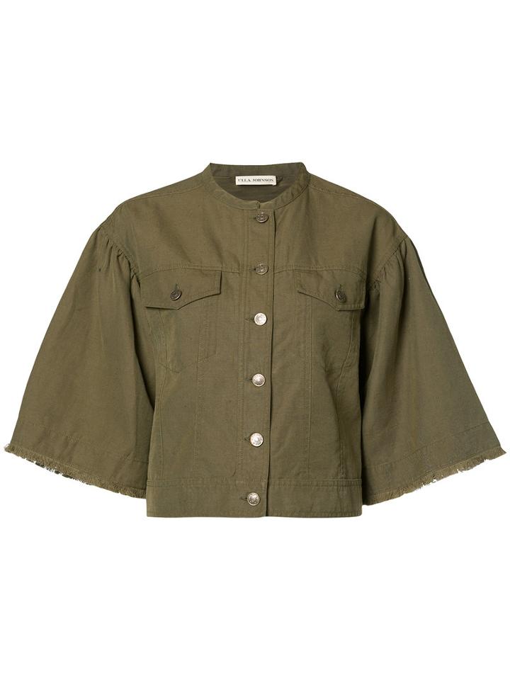 Ulla Johnson Wide Sleeve Jacket, Women's, Size: 4, Green, Cotton/linen/flax
