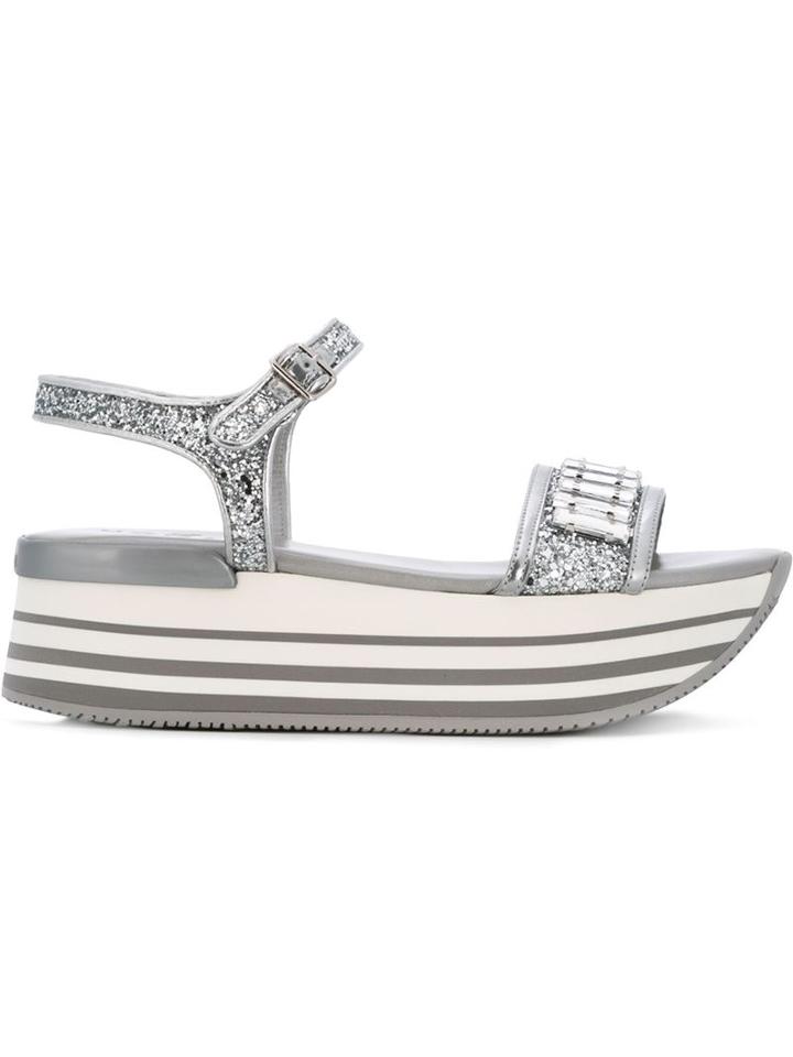 Hogan Flatform Embellished Sandals