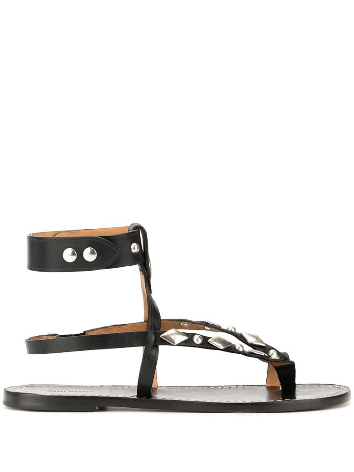Isabel Marant Enga Strap Studded Flat Isabel Marant - Black